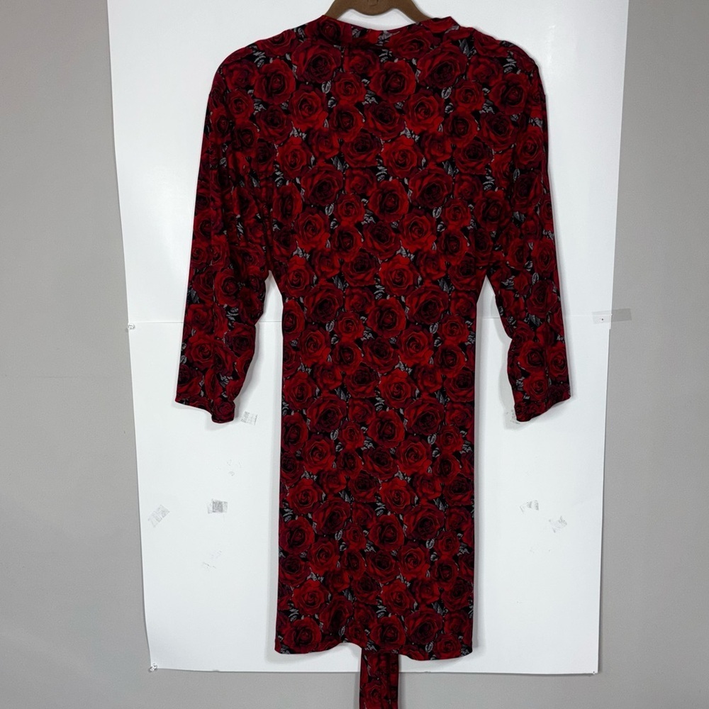 Rene Rofe Red Floral Robe Women Large Open Front - Picture 8 of 8